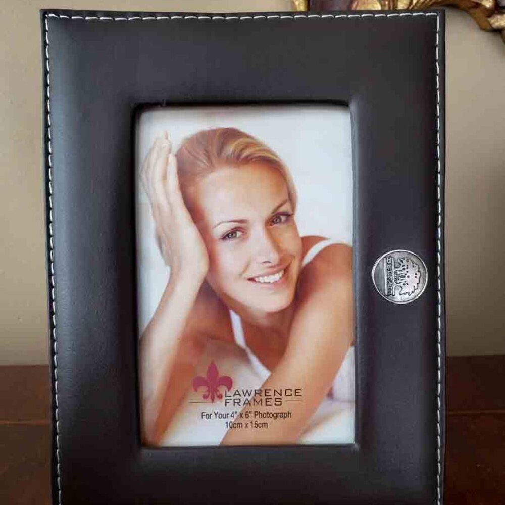 NEW Lawrence Frames Leather Photo Picture Frame Holds 4" X 6" Photo